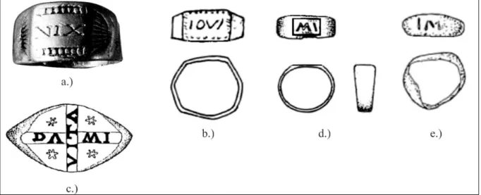 Fig. 1. a. Rembrechts (D) – NIX(ibus) (Noll 1985, Abb. 1); b. Großprüfening (D) – IOVI (Pfahl 2012, Nr