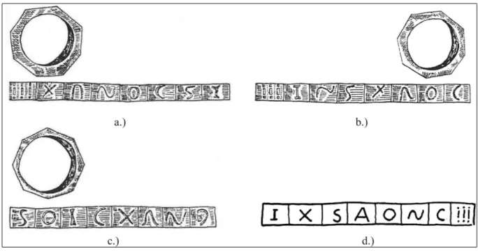 Fig. 2. a. Henley Wood (UK) – XANOCSI (RIB 2422.54); b. Owslebury (UK) – INSXAOC (RIB 2422.55);