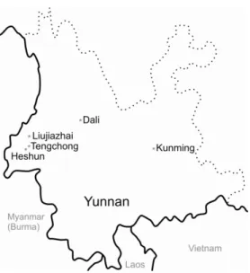 1. ábra A terepmunka helyszínei Yunnan tartományban 9