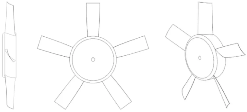 Figure 9 represents the proportionate three-dimensional model of the designed PVS-affected fan