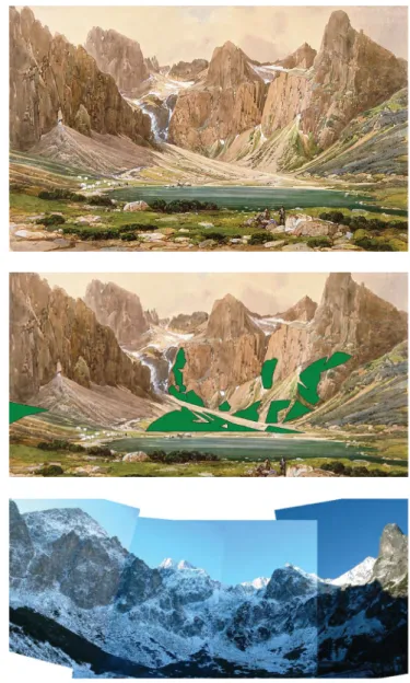 Figure 1. The original painting by  Thomas Ender on the  surround-ings of the Zelené pleso http://
