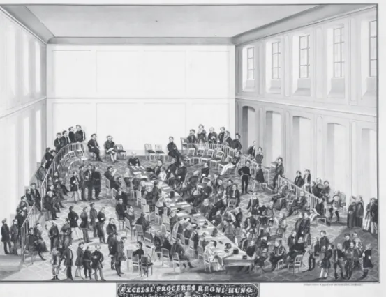 Figure 1. Groitsch, A. J. The chamber of  the Upper House in Pressburg, 1836.