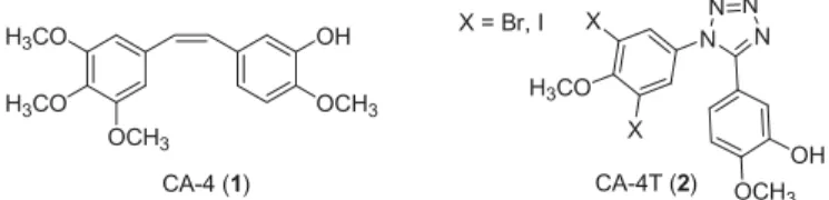 Figure 1. Structures of combrestatin A-4 and its tetrazolyl derivative.