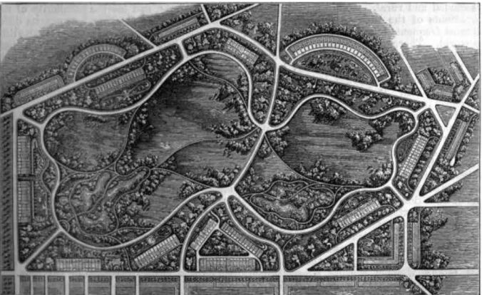 Figure 1.  Map of Birkenhead Park, Birkenhead, Liverpool, England (The American Cyclopaedia v.13, 1879, p