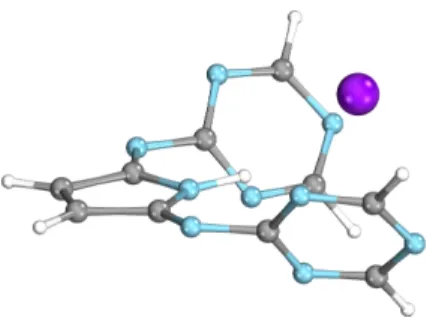 FIG. 1. A linked system of two s-triazine moieties (L-TAZ 2 ) binding with an iodide ion as a representative of realistic halide-binding ion traps 79 .