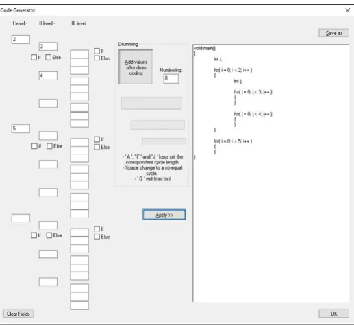 Figure 3.2. The dialogue box of the code_creator module