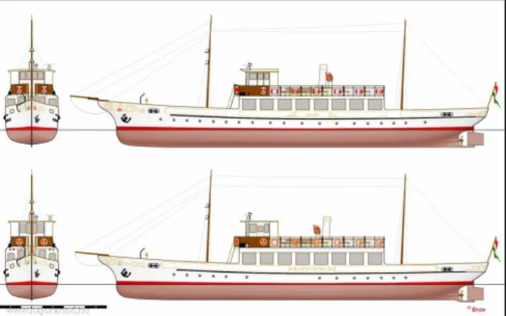 Figure 14. The twin boats Kelén and Helka. Drawing of the  recent condition of the boats (Hajok Anno 2021) 6   