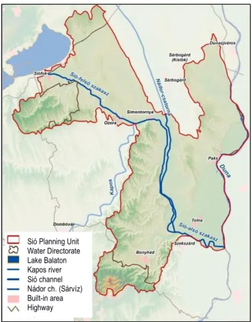 Figure  13.  Map  of  the  Sió  channel  and  its  catchment  area  Source: www.kdtvizig.hu 2021