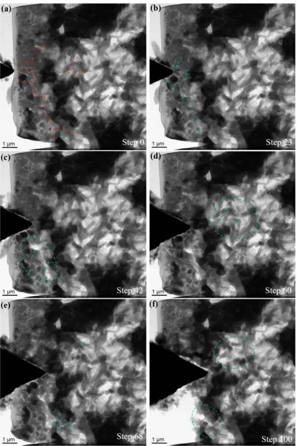 Figure 6. Representative TEM images selected from an in-situ experiment for a composite with 5 wt.% MLG