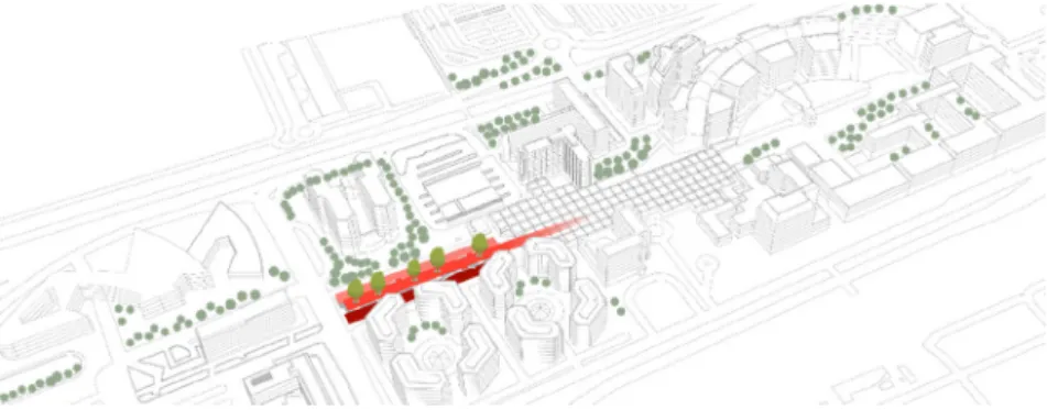 Fig. 2. Greenery plan and concept of market branches of the bridge