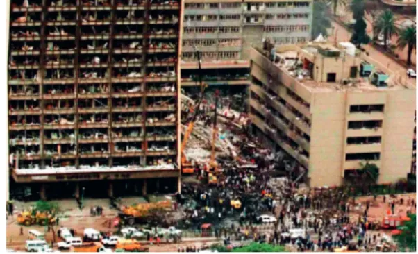 4. ábra. Az amerikai nagykövetség elleni robbantásos merénylet – Nairobi,  1998.