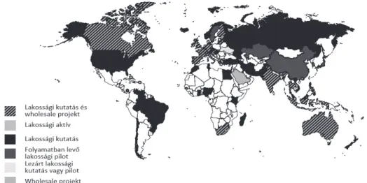 5. ábra: Digitális jegybankpénzt kutató országok térképen