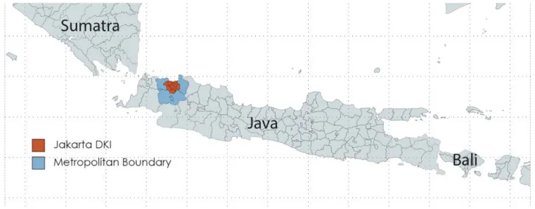 Figure 2. The island of Java, showing the location of Jakarta. 
