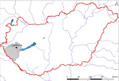 Fig. 1 Geographical situation of the Ligetfalva, Gesztenyés-dűlő  site. Basic map: data2.openstreetmep.hu; Catchment 