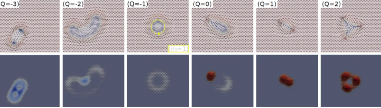 Fig. 2 shows a set of charge current SP-STM images [20] of the different skyrmionic objects listed in Fig