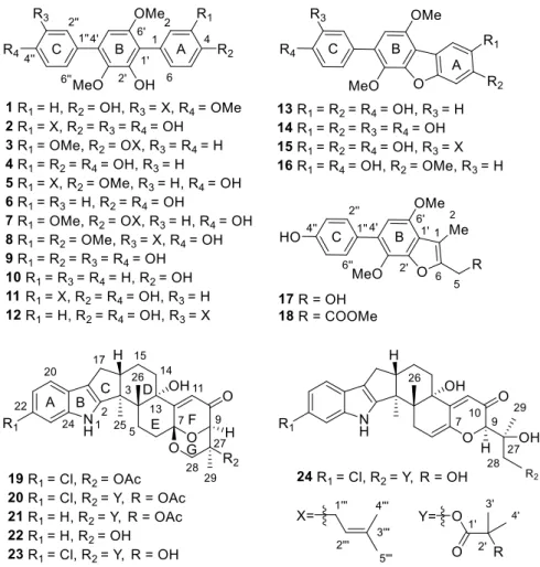 Figure 1. Structures of compounds 1–24. 