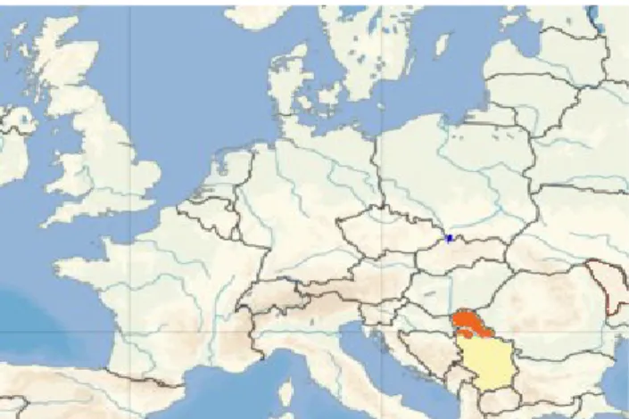 Figure 1: Location of Serbia (Vojvodina Region) in Europe  Source: commons.wikimedia.com, 2021 