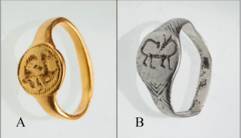 Fig. 5. Men’s rings decorated with mythical creatures  (photo by Csaba Gedai)