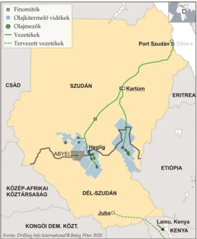 8. ábra. Szudán és Dél-Szudán kőolajkitermelése 48 Szerk.: Balog Péter 