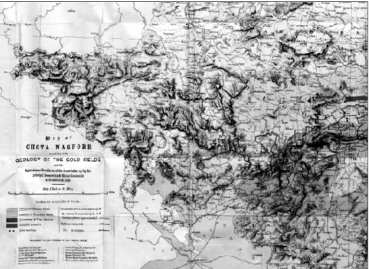 4. térkép. Aranylelőhelyek, amelyeket a bányászati cégek 1890. október 31-ig  művelés alá vontak a későbbi Dzsamsedpur közelében (forrás: http://www.bl.uk/ 