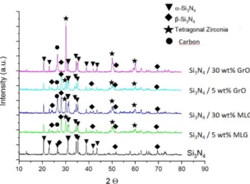 Figure 8. XRD analysis of Si 3 N 4 -based composites. 