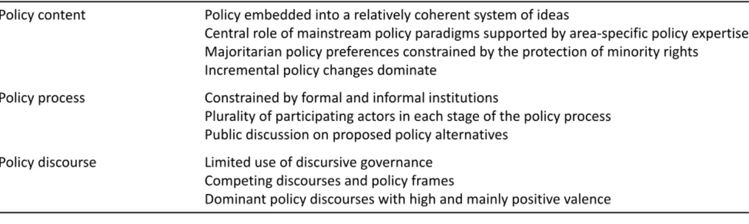 Table 1. Ideal type of policy making in liberal democracies.