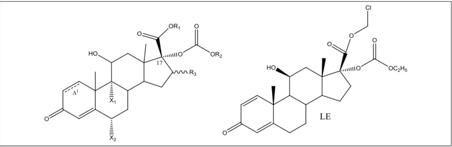 3. ábra A 17α-karbonát-17β-halometil-észter típusú lágy kortikoszteroidok általános képlete