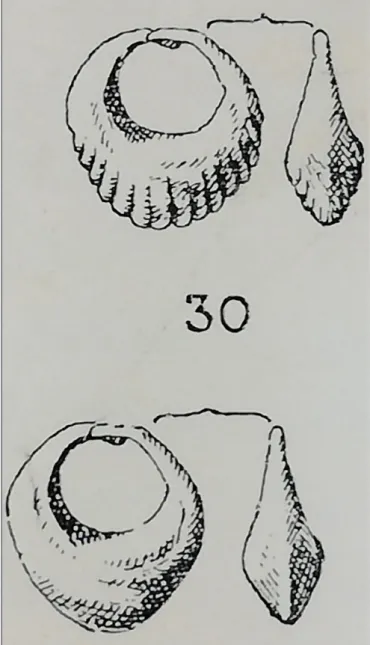 Fig. 5. The ribbed silver lock-ring from the Tiszaeszlár- Tiszaeszlár-Potyhalom kurgan and the plain silver lock-ring from the 