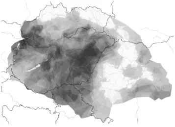 Figure 1. Regional disparities in aggregated development level in Hungary in 1910