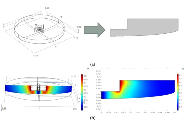 Figure 1a shows the 3D and the 2D representation, and Figure 1b shows the resulting velocity  fields (m/s)