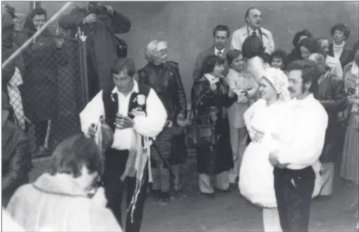 Figure 2. A Canadian tourist group attends a performance of Wedding at Ecser. Ecser, Hungary,  1978 (Property of Márta Langó)