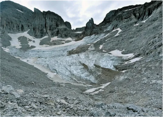 Fig. 1. Vedretta d’Agola glacier (Brenta Dolomites, Italy); in 2018 (photo by M. Gobbi)