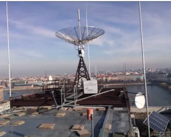 9. ábra. A SMOG–P-vel és ATL–1-el kapcsolatot tartó, a  Budapesti Műszaki Egyetem E épületének tetején lévő  antenna