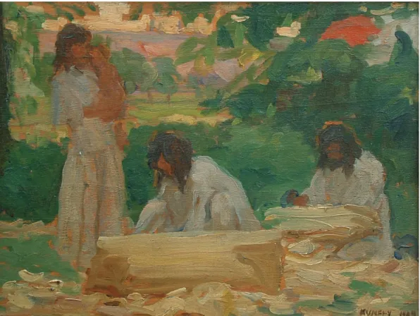 4. ábra. Kunffy Lajos: A látrányi kertészkedő tiszteletes, 1925. vászon, olaj, 116x90 cm, Rippl-Rónai Múzeum,  Ltsz: 55.499.