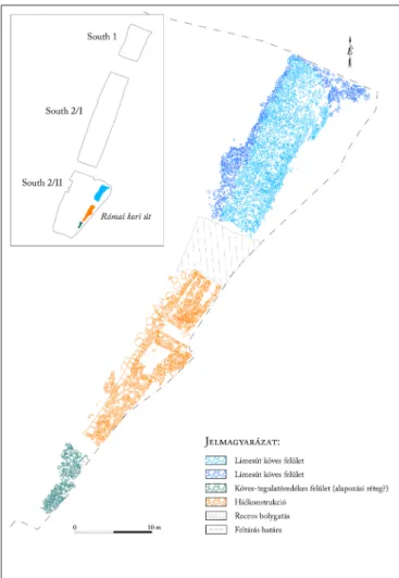 2. kép. A feltárt limesút-szakasz felmérési rajza  (készítette: Juhász Gergő, Poptiuc Edina, Lowpoly 360 Kft.) 