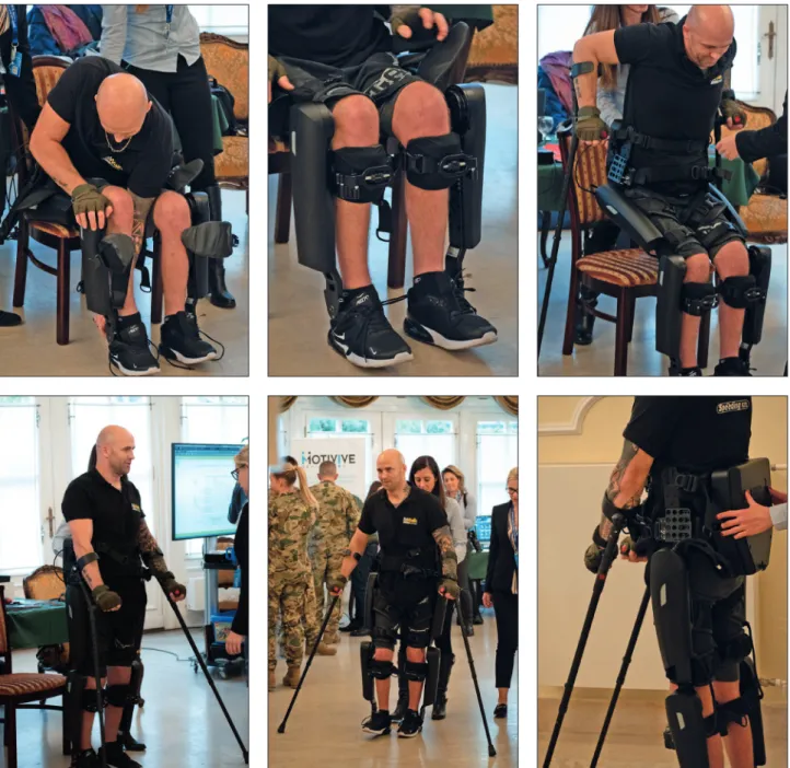 10. ábra. Mozgássérült személy járóképes az exoskeletonnal (Fotó: Merckle Bálint) vett részt a szakmai kiállításon, ahol a PTE 3D project került 