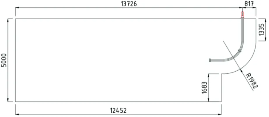 Figure  3  illustrates  the  horizontal  dimensions  of  the  installation  site,  which  is  perpendicular to the connection of the output manifold of the water source.