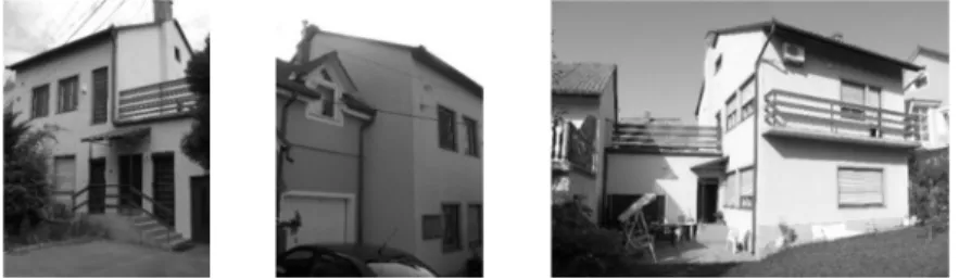 Fig. 1. The single-family housing before retrofitting, street view (left, middle),   Accredited Environment Protection Laboratory tests [16] revealed that the slag had  225% higher activity concentration index than the maximum threshold according to  EU-11