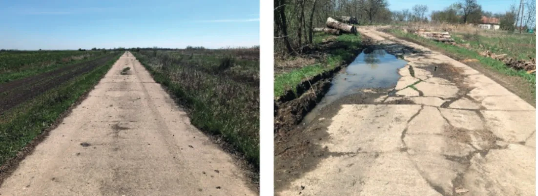 Figure 9. A concrete road in good and damaged condition (periphery of Besenyszög).