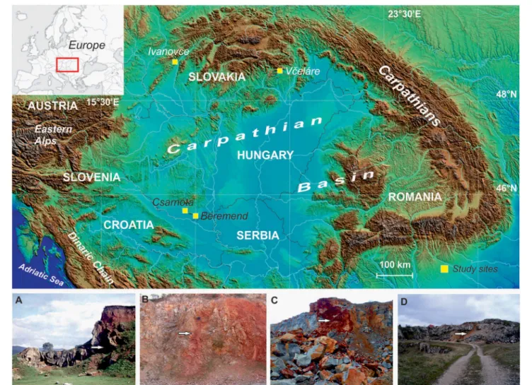 FIGURE 1 | Map of the study area in the Carpathian Basin. Study sites are: (A) Ivanovce; (B) V ˇceláre; (C) Beremend; (D) Csarnóta