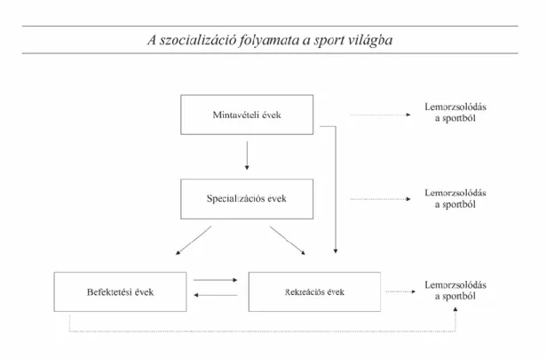 1. ábra. A fiatalok szocializációja a sportba. Forrás: Cote, Hay 2002 idézi MacPhail et al