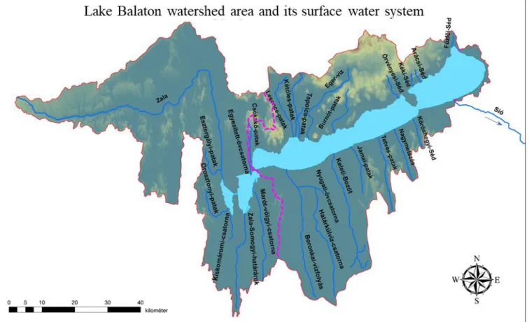 Figure 1. The Lake Balaton Watershed and its sub-watersheds  Table 1. Sub-watersheds of Lake Balaton 