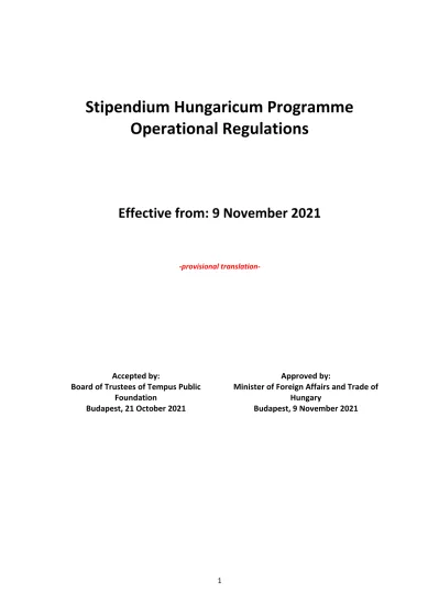 STRUCTURE OF THE SH PROGRAMME - Stipendium Hungaricum Programme ...