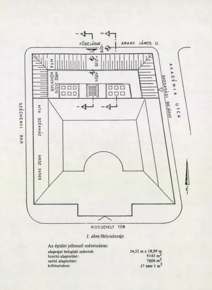 1. ábra Helyszínrajz  Az épület jellemző méretadatai: 