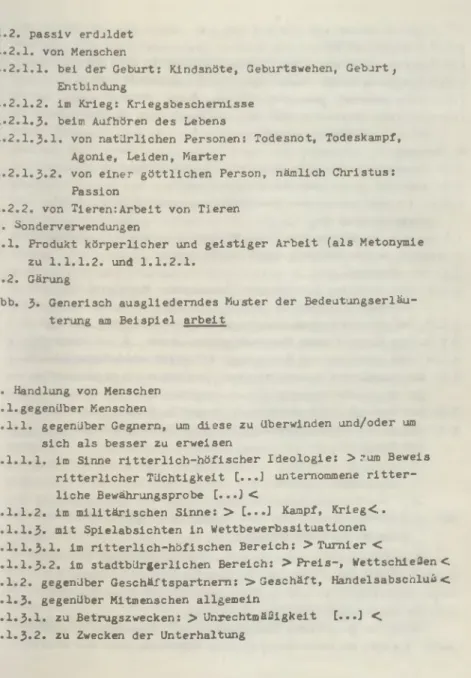 Abb.  3 .  Generisch  ausglied e rn de s M u st e r  der  Bedeut un g se rl äu ­ terung  am  Beispiel  arbeit