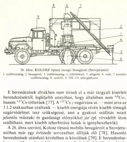 A 26. ábra szerinti,  Kolosz típusú mobilis besugárzót a Szovjetu­