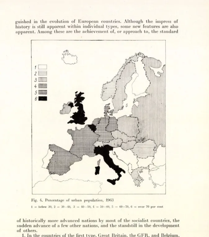 Fig.  4.  Percentage  of  u rb a n   population,  1963