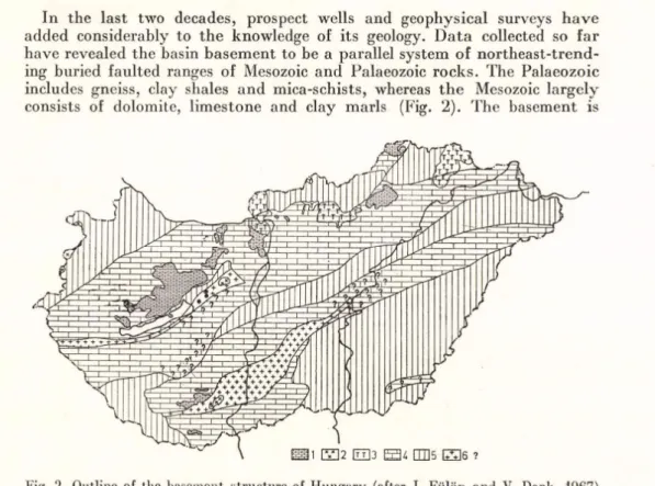 Fig.  2.  Outline  of  the  basement  structure  of  Hungary  (after  J.  Fülöp  and  V