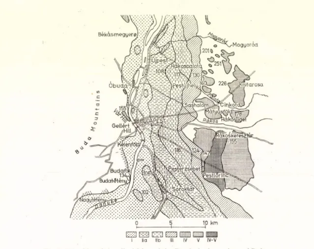 Fig.  4.  Disposition  of  the  alluvial  fans  of  the  Danube  in  the  environs  of  Budapest