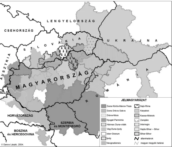 3. ábra  Eurorégiók  és  határon  átnyúló  interregionális  együttműködések  Magyarország  részvételével    